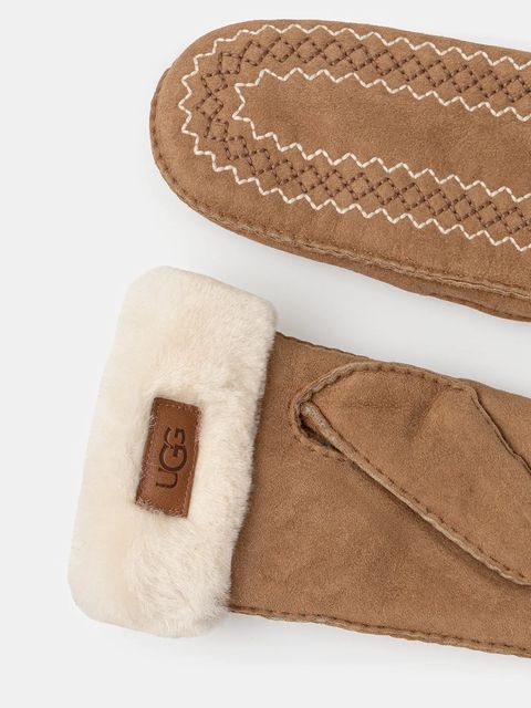 UGG rękawiczki zamszowe damskie kolor brązowy 100907 - zdjęcie produktu nr 2