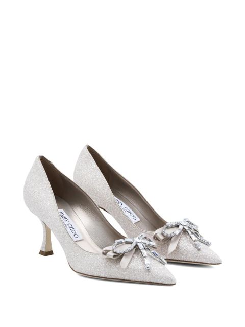 Jimmy Choo crystal-embellished bow pumps - Grey - zdjęcie produktu nr 2