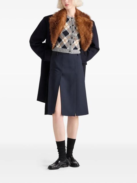 Prada diamond-pattern wool cardigan - Grey