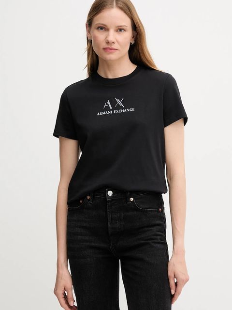 Armani Exchange t-shirt bawełniany damski kolor czarny XW001345 AF16356 - zdjęcie produktu nr 1