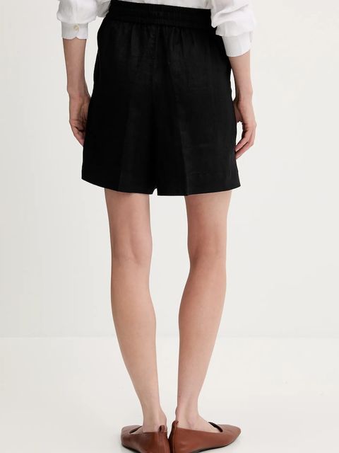 United Colors of Benetton szorty lniane damskie kolor czarny gładkie high waist 4AGHD901T - zdjęcie produktu nr 2