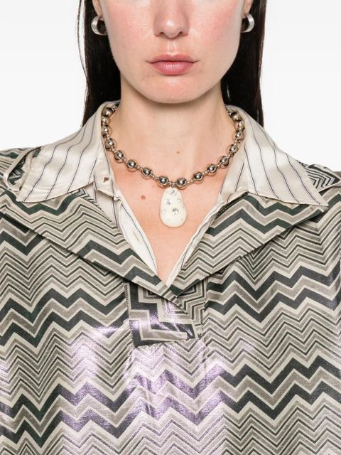 Missoni hood chevron-pattern cape - Green