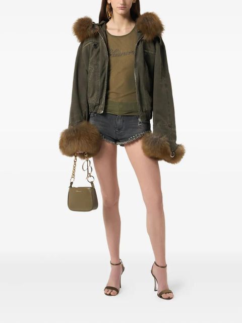 Blumarine fur-trimmed bomber jacket - Green - zdjęcie produktu nr 2