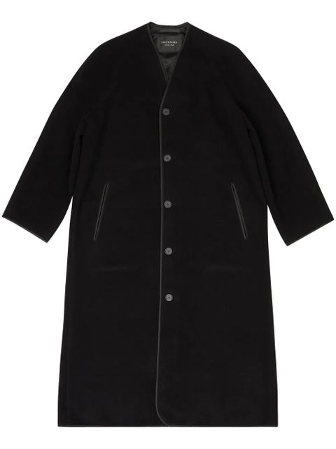 Balenciaga V-neck single-breasted coat - Black