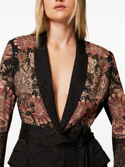 TWINSET paisley-print belted blazer - Black