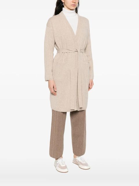 Max Mara ribbed belted cardigan - Neutrals