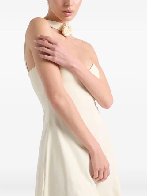 La Reveche Arya rose-embellished halter-neck mini dress - Neutrals - zdjęcie produktu nr 1