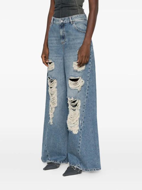 Blumarine distressed frayed jeans - Blue