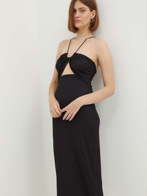 Calvin Klein Jeans sukienka kolor czarny midi prosta J20J223514