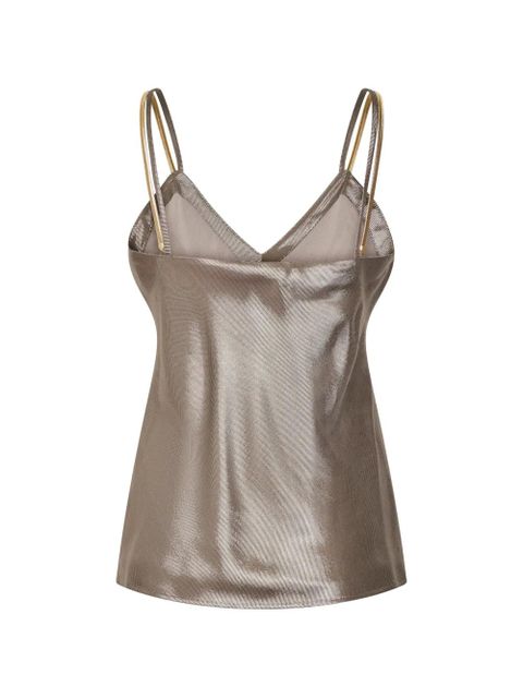 Max Mara metallic-effect V-neck tank top - Brown - zdjęcie produktu nr 2