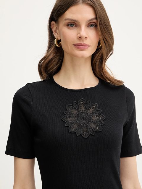 Twinset t-shirt bawełniany damski kolor czarny 261TP2091