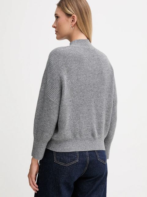 OUI sweter z dodatkiem wełny damski kolor szary z golfem 94268