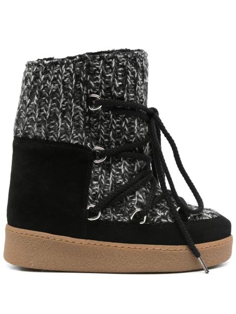 ISABEL MARANT Nowla knitted lace-up ankle boots - Black - zdjęcie produktu nr 1