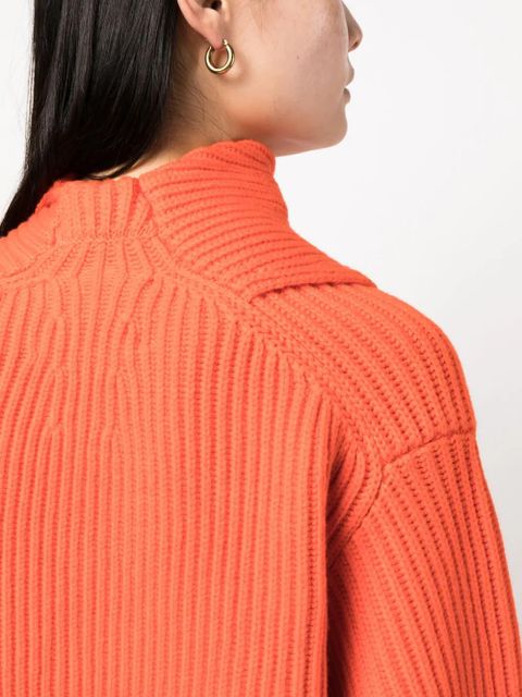 Jil Sander foldover-neck ribbed wool jumper - Orange