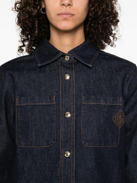 Casablanca embroidered-logo denim shirt - Blue