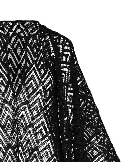 Johanna Ortiz geometric-pattern V-neck poncho - Black - zdjęcie produktu nr 2