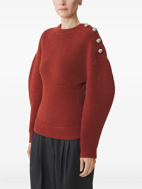 Lanvin button-embellished ribbed sweater - Red