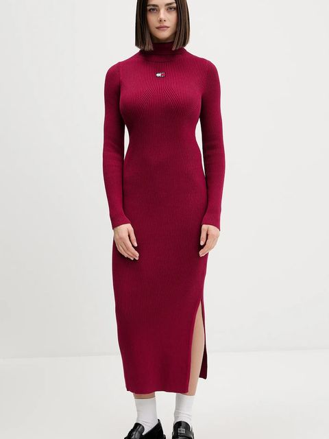 Tommy Jeans sukienka kolor bordowy maxi dopasowana DW0DW21910 - zdjęcie produktu nr 1