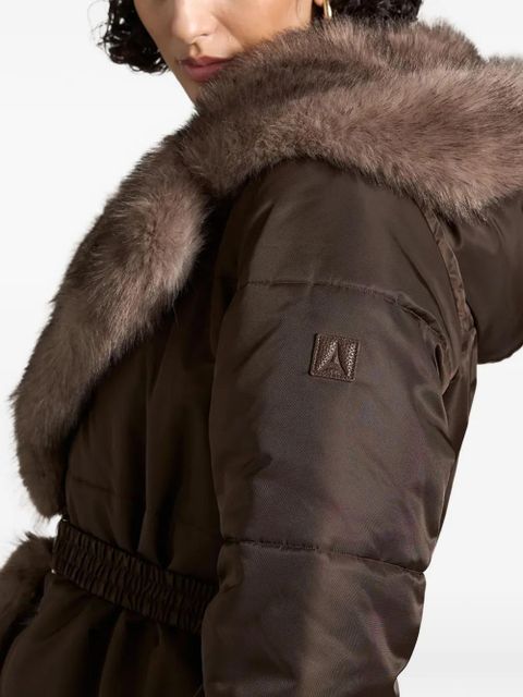 Manière De Voir belted faux-fur coat - Brown
