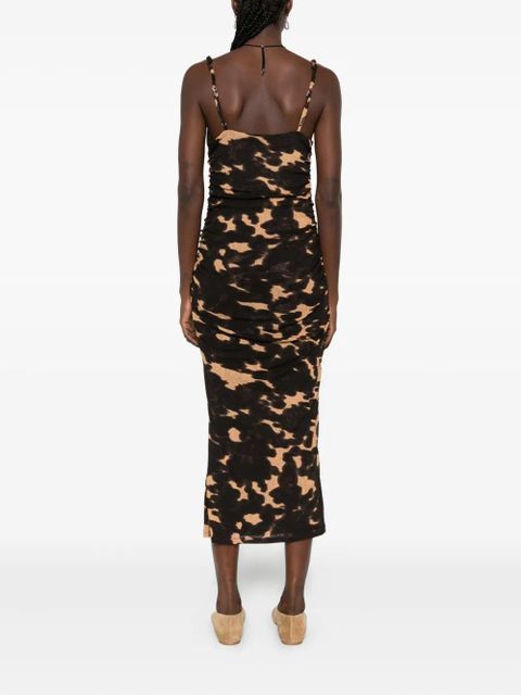 Nanushka ruched print midi dress - Brown