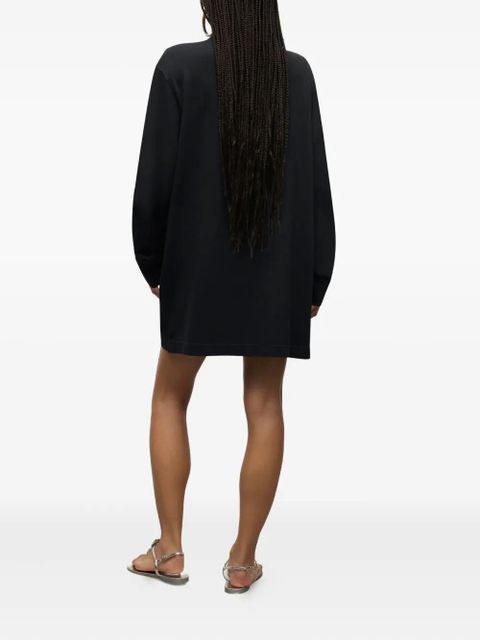 AREA crystal-embellished bow long-sleeve dress - Black