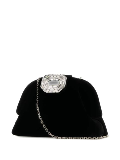 Amina Muaddi Camelia velvet clutch bag - Black - zdjęcie produktu nr 2