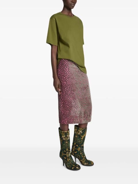DRIES VAN NOTEN devoré polka-dot midi skirt - Pink