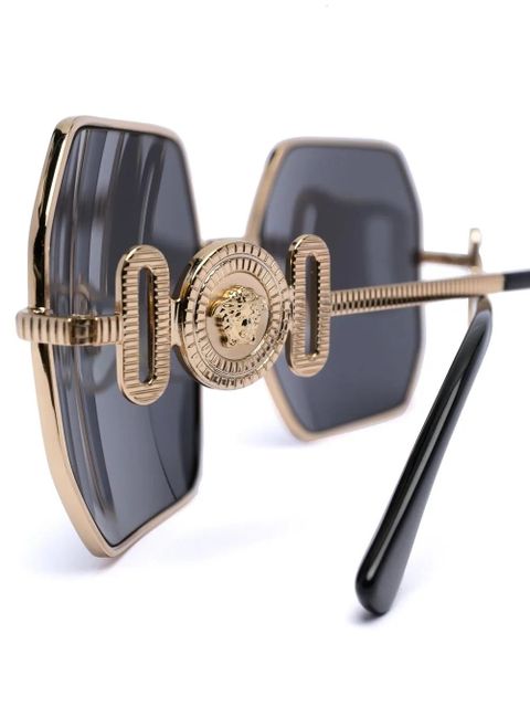 Versace Eyewear Temple hexagonal-frame sunglasses - Gold