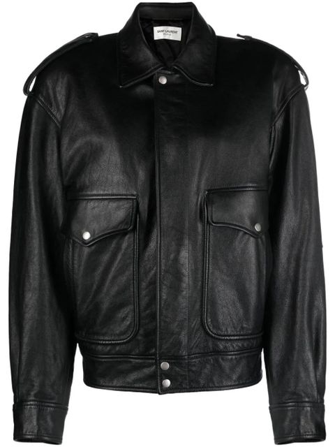 Saint Laurent leather zip-up jacket - Black - zdjęcie produktu nr 1