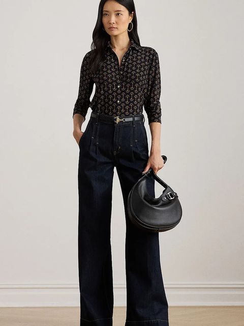 Lauren Ralph Lauren koszula damska kolor granatowy regular z kołnierzykiem klasycznym 200P03717