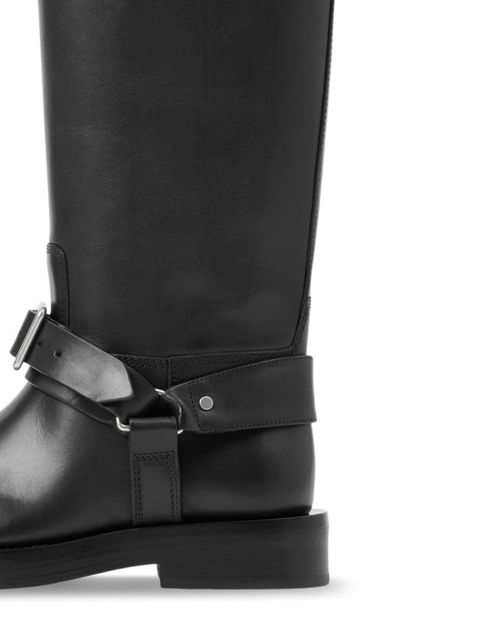 Burberry Saddle knee-high leather boots - Black - zdjęcie produktu nr 2