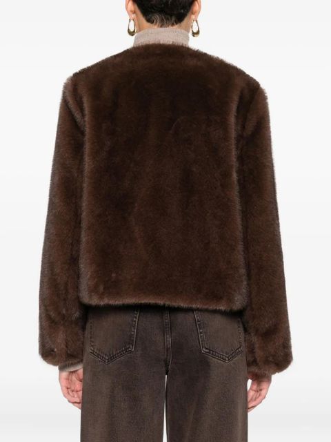 Maje flap-pocket faux-fur jacket - Brown