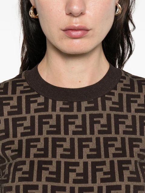 FENDI logo pattern sweater - Brown