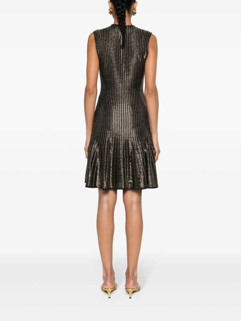 Alexander McQueen metallic-threading flared dress - Black