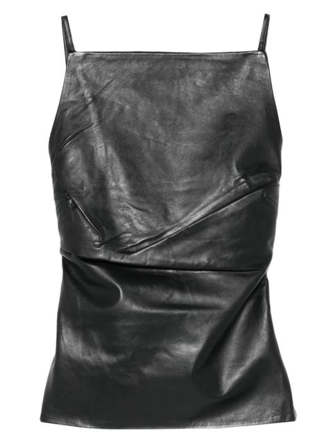 St. Agni square-neck leather top - Black - zdjęcie produktu nr 1
