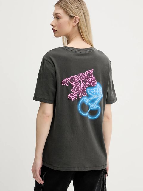 Tommy Jeans t-shirt bawełniany damski kolor szary DW0DW21358 - zdjęcie produktu nr 1
