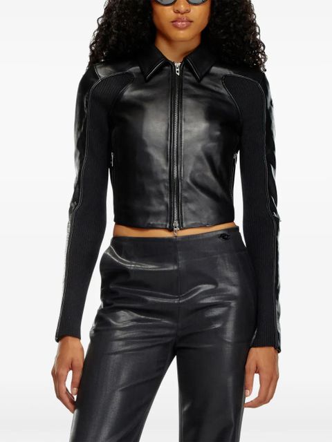Diesel panelled leather jacket - Black