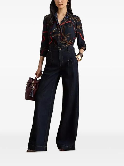 Lauren Ralph Lauren printed pleated shirt - Blue