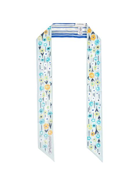 Lanvin floral-print striped scarf - Blue - zdjęcie produktu nr 1
