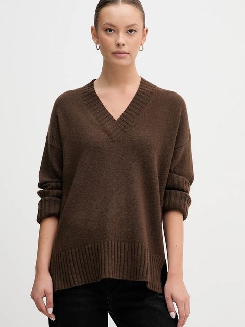 United Colors of Benetton sweter z dodatkiem wełny damski kolor brązowy 1244D403A - zdjęcie produktu nr 1