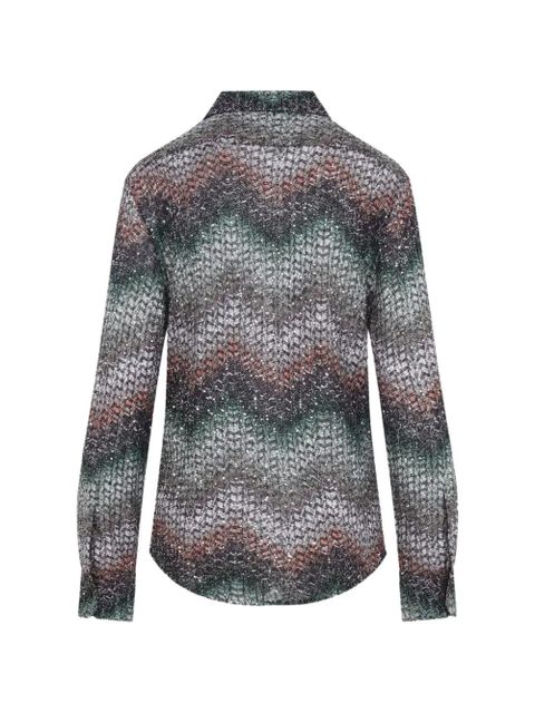Missoni zigzag-patttern sequined shirt - Green - zdjęcie produktu nr 2