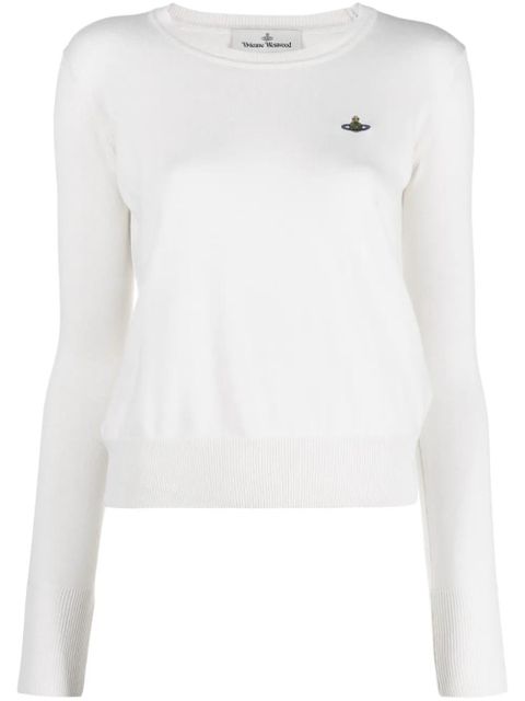 Vivienne Westwood Orb-embroidered cotton-cashmere jumper - Neutrals - zdjęcie produktu nr 1