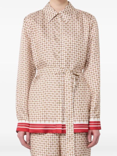 Max Mara geometric-print belt-detail silk shirt - Neutrals - zdjęcie produktu nr 2