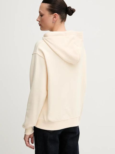 Tommy Hilfiger bluza bawełniana damska kolor beżowy z kapturem z aplikacją WW0WW45528