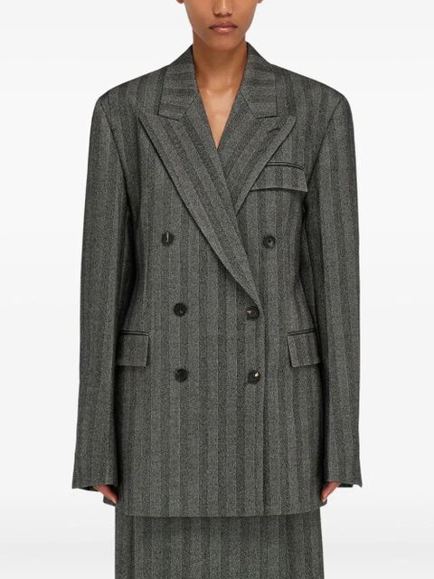 Ferragamo chevron-pattern double-breasted coat - Black