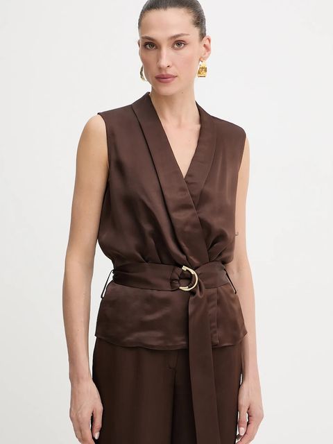 Marciano by Guess bluzka IVA damska kolor brązowy gładka 5YGH15 7350A - zdjęcie produktu nr 1