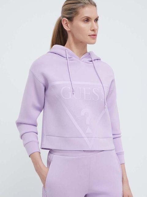 Guess bluza NEW ALISA damska kolor fioletowy z kapturem z nadrukiem V2YQ08 K7UW2 - zdjęcie produktu nr 1