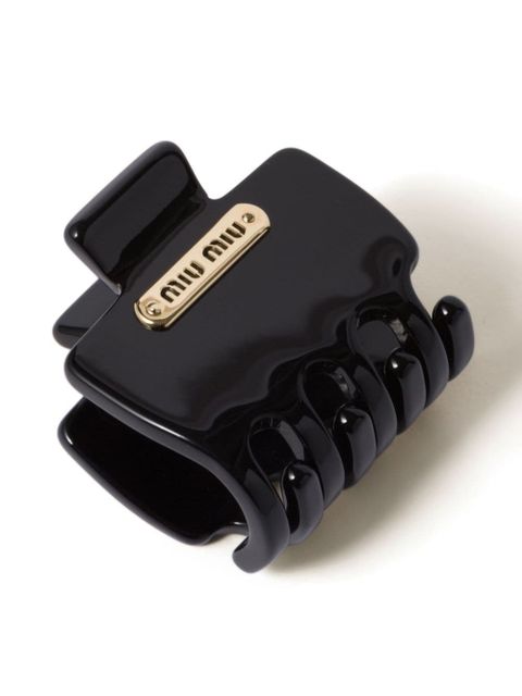 Miu Miu logo-plaque hair clip - Black