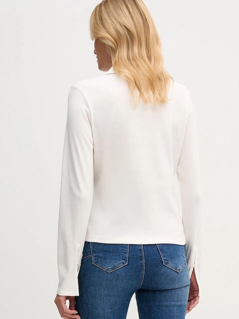 Tommy Hilfiger longsleeve bawełniany kolor beżowy WW0WW47850