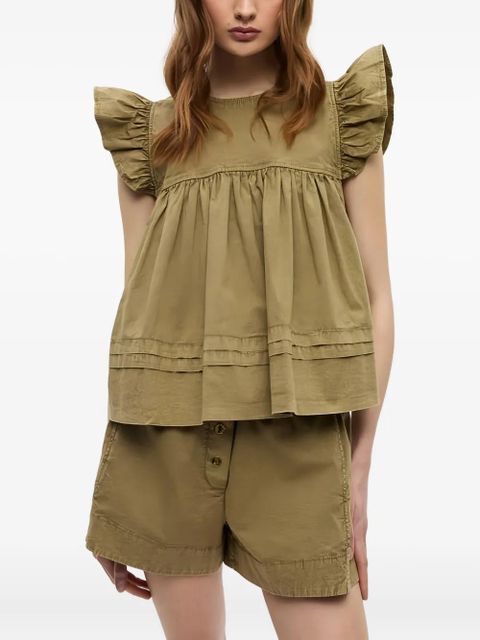 GANNI ruffled top blouse - Green